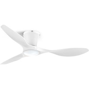 ocioc 42 inch Ceiling Fans with Lights and Remote, Dimmable Ceiling Fans with Reversible Quiet DC Motor, Flush Mount, 3CCT, White Ceiling Fan for Bedroom Living Room Indoor/Outdoor