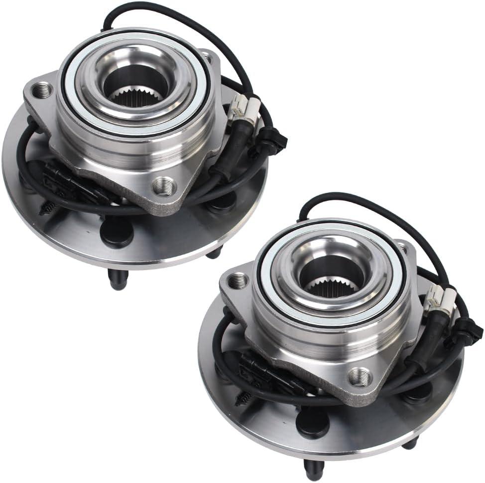 Autoround 515036 4WD/AWD Front Wheel Hub Bearing Assembly Fit for 1999-2007 Chevy Tahoe, Silverado, Suburban, Express 1500, GMC Yukon, Sierra, Savana, Cadillac Escalade, 6 Lug w/ABS 2-Pack