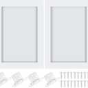 Cinnvoice 2 Pcs Pine Kitchen Cabinet Door Replacement with 4 Pcs Cabinet Hinges Wood Shaker Door Front Replacement for Kitchen, Bathroom, Vanity(White,16.25" W X 22.5" H)