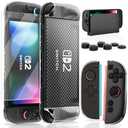 Switch 2 Case for Nintendo Switch 2 2025, Dockable Case TPU Soft Shell Protective Cover for Switch 2 Grips & Console and Accessories with 2 Pcs Thumb Caps, White