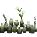 12pcs Green Glass Bud Vases Set, Small Vases for Flowers, Bud Vase for Centerpieces in Bulk, Mini Vintage Vase for Wedding Decorations, Office and Home Table Flower Décor