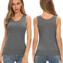 Air Curvey 4 Pack Tank Top for Women Basic Undershirt Tanks Sleeveless Casual Shirts Soft Seamless Layering Tops (Black, L)