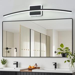 Benkut Modern LED Wall Sconce Black LED Bathroom Light Fixtures Over Mirror Wall Lighting for Bathroom, Dimmable Long Vanity Light for Bathroom Living Dining Room(5CCT 31.5Inch)