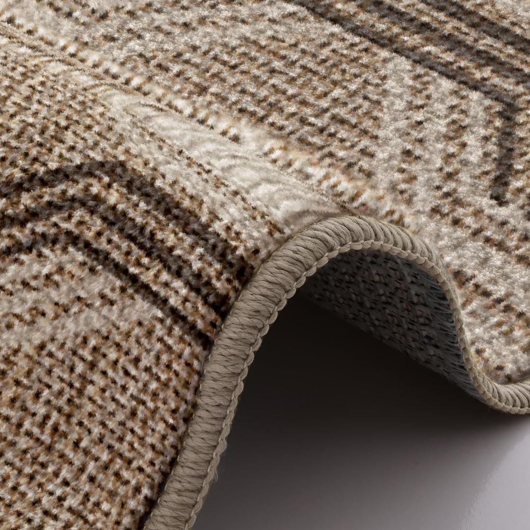 LUMI 8x10 Washable Area Rug for Living Room, Ultra Soft Vintage Rug with TPE Non Slip Backing, Stain Resistant, Low Profile Carpet High Traffic for Bedroom, Dining Room (Autumn Brown)