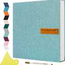 Large Photo Album Self Adhesive Magnetic Scrapbook,Scrapbook Album for 4x6 5x7 8x10 Picture,40 Pages Linen Cover Memory Book for Wedding Family Baby, with Metallic Pen and Scraping Plate(Grey) (Turquoise)