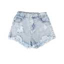 Girl's Jean Shorts Cute Summer Trendy Fashion Ripped Denim Shorts High Waist Straight Leg Clothes Jorts, 10Y