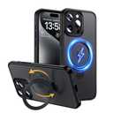 Miracase for iPhone 16 Pro Max Case with 360° Magnetic Ring Stand [Compatible with Magsafe] Full-Body Drop Proof Bumper Phone Case with Built-in 9H Tempered Glass Screen Protector, Black