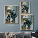 Cute Child Wall Art Prints Handsome Little Boy And Puppy Poster Canvas Art Wall Decor Picture For Bedroom Baby Room Bathroom Wall Decor Aesthetic Home Artwork 8"  10" With Framed (MK02.)