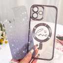 Fiyart Compatible with iPhone 11 Case,Compatible with MagSafe Love Heart Plating Camera Protection TPU Magnetic Glitter for Women Girls Shockproof Phone Bumper 6.1"-Purple