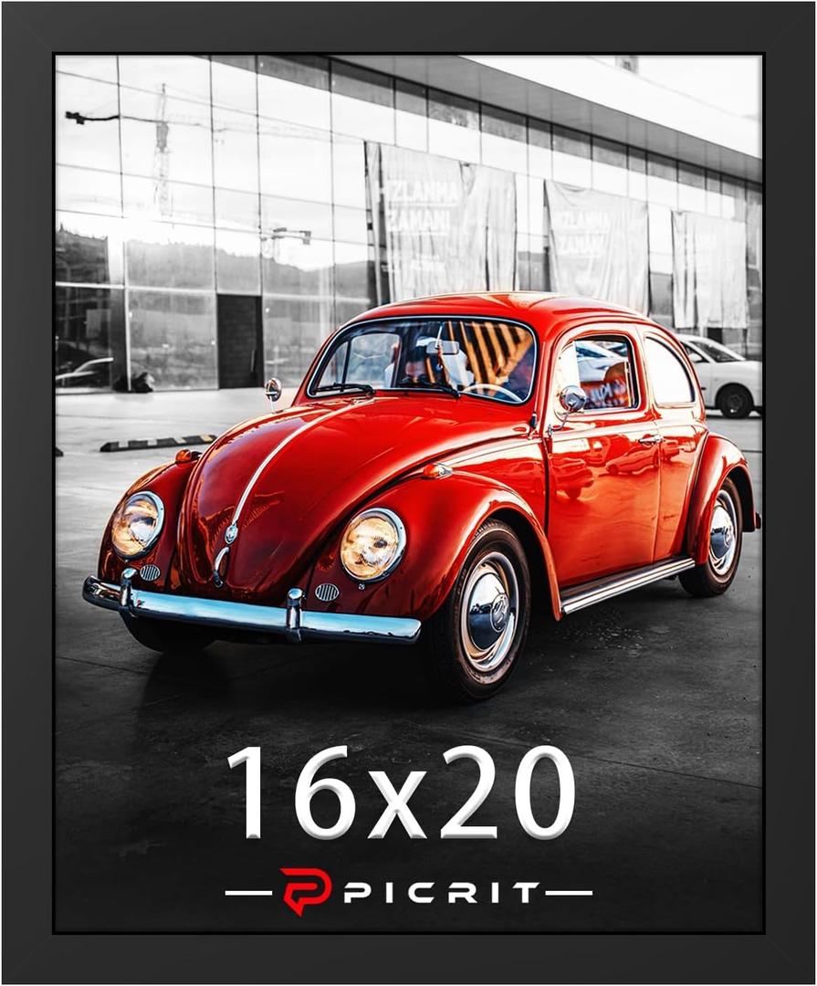 Picrit 16x20 Picture Frame, Photo Frame for Wall Mounting Display, Black