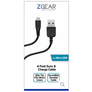 ZGear Micro USB Data Sync and Charge Cable - Black