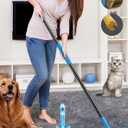 Updated Pet Hair Removal Tool, CEARKTIY Carpet Rake for Pet Hair Removal, 57'' Adjustable Pet Hair Remover Broom, 2 in 1 Rubber Broom and Carpet Brush Scraper for Rugs, Mats, Couch (Long Handle)