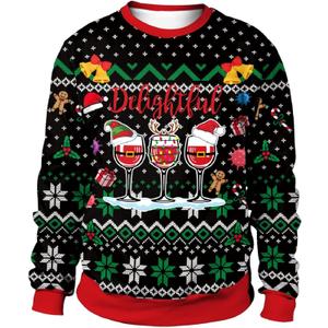 Colorful House Unisex's Ugly Christmas Jumper Sweater Printed Pullover,3D Funny Digital Print Sweatshirt Suit for Men Woman (XX-Large)