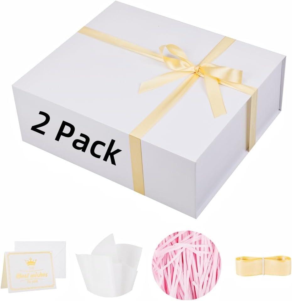 UoeRing 2 Pack White Extra Large Gift Box 17x14.5x6 Inch Magnetic Lid, 1 Count