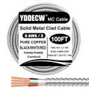 100ft 6/3 Metal Clad (MC) Cable with Ground, 6 Gauge Electric Wire with Aluminum Armor, Solid Bare Copper Conductors for Indoor Outdoor Underground Embedded Installation (6/3, 100 ft)