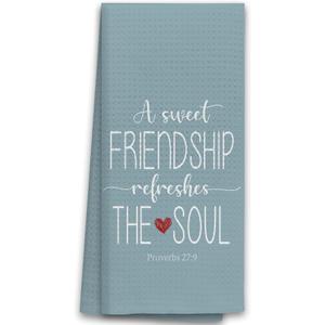 TNUW A Sweet Friendship Refreshes The Soul Kitchen Towels 16X24In, Gift for Friend Woman Dish Towels, Christian Gifts for Women Men, Friendship Gifts Hand Tea Towels for Kitchen Bathroom Decor(Blue)