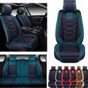 OASIS AUTO Car Seat Covers Premium Waterproof Faux Leather Cushion Universal Accessories Fit SUV Truck Sedan Automotive Vehicle Auto Interior Protector Front Pair (OS-004 Black&Teal)