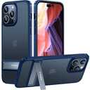 TORRAS MarsClimber Compatible for iPhone 14 Pro Case, [8FT Military Grade Drop Tested] [3 Stand Ways Metal Kickstand] Translucent Matte Case Compatible for iPhone 14 Pro Case, Navy Blue