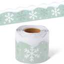 3 x BeYumi Winter Snowflake Border Trim - 65ft Winter Christmas Sage Green White Snowflake Scalloped Rolled Border Trim Bulletin Board Borders School Classroom Door Home Office Chalkboard Party Decoration, 8" x 78"