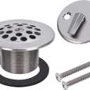 Trip Lever Overflow Faceplate Tub Drain Trim Kit without Linkage Conversion Kit Assembly Universal Fine Coarse Thread Replacement Brushed Nickel