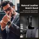 2 x Bandsie Leather Band Compatible with Apple Watch Ultra 3/Ultra 2/Ultra Band 49mm 46mm 45mm 44mm 42mm for Men, Vintage Genuine Suede Leather Wristband Strap for iWatch Series 11 10 9 8 7 6 5 4 SE 3 2 1 (Charcoal Gray)