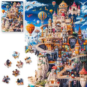 ROSE RAIN Premium 1000 Pieces Jigsaw Puzzles for Adults with Letters on Back Dust-Free Thick HD Board Colorful Fantasy Art Castle Cityscape Challenging Puzzle for Family Game Night Unique Gift, 1000PCS