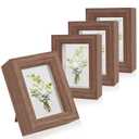 2x3 Mini Picture Frames Set of 2, Wallet Size Picture Frames Small Wooden Shadow Box Frame with Real Glass Cover for Farmhouse Tabletop Display, Rustic Brown