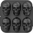 Skull Cake Pan Silicone Mold, 6 Cavities Pirate Skull 3D Silicone Mold Baking Pan,Black Easy to Use