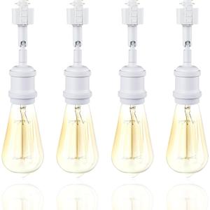 E26 Track Light Heads H Type Track Lighting Heads Direction Adjustable LED Track Lights Fixture Dimmable for Kitchen, Retro Vintage Style, Bulbs Not Included - Pack of 4 (White)