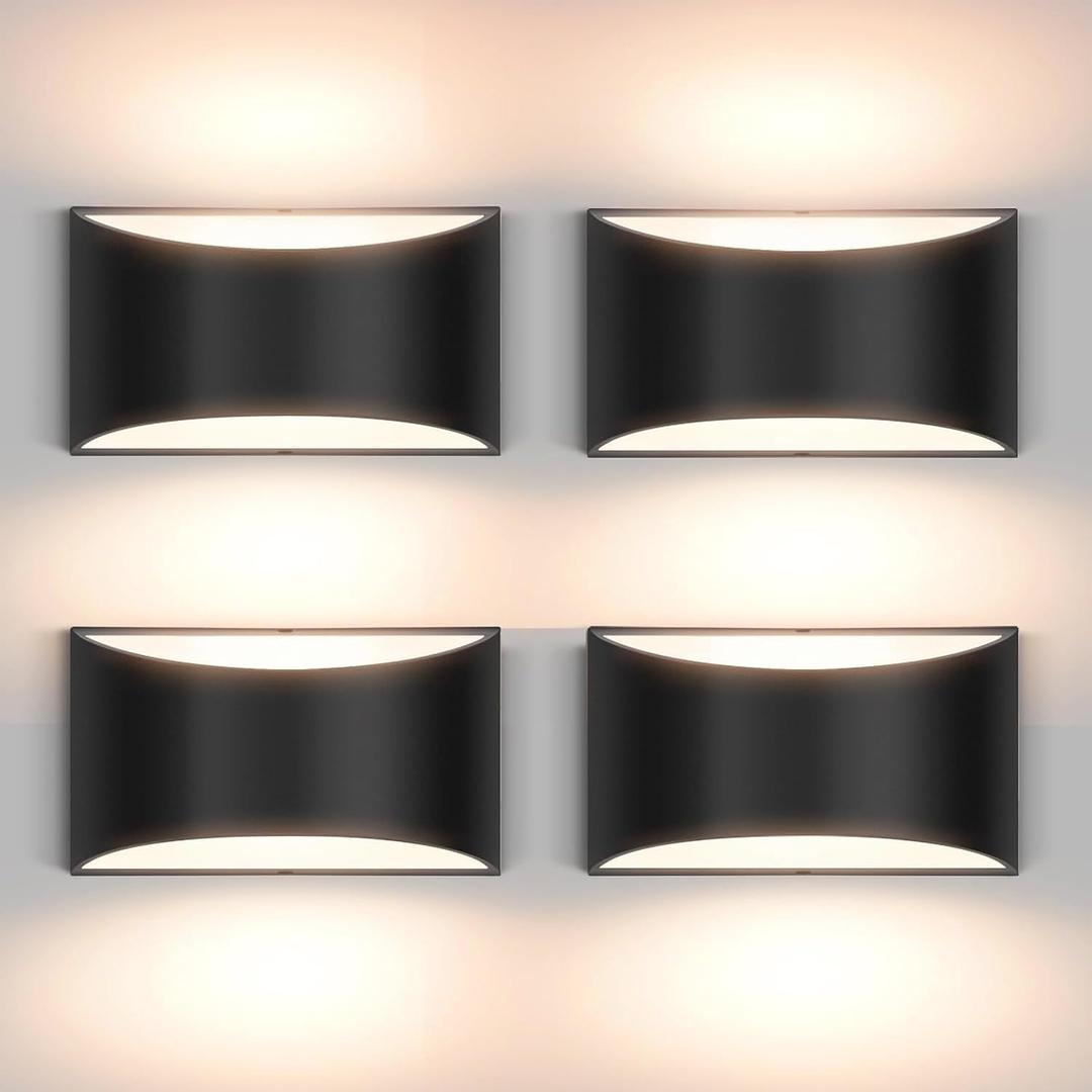 Aiilsmp 4 Pack Black Modern LED Wall Sconce Hardwired Indoor Wall Lights Up and Down Wall Mount Light Fixture for Living Room Bedroom Corridor Hallway Conservatory Warm White 3000K(with G9 Bulbs)