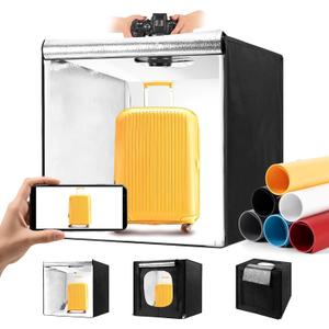 Photo Light Box, Portable 24 Inch Photo Studio Light Box, Shooting Tent Kit with 297 Light Beads and 6 Color Backdrops.Lightbox with 3 Stepless Dimming Light Boards for Studio Photography