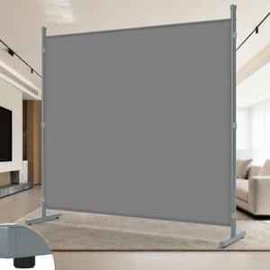 AKTOP Room Divider, Freestanding Single Panel Privacy Screen, Portable Temporary Wall Dividers for Room Separation, Large Room Partitions and Separators for Home, Office, Dorm, 71''W x 71''H, Grey