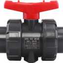 DERNORD PVC True Union Ball Valve NPT Threaded with Full Port, EPDM O-Rings, and Reversible PTFE Seats, Rated at 200 PSI (1.5 Inch NPT Threaded)