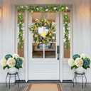 ZYTUYO 4PCS 19.6Inch Cream White Faux Hydrangea Artificial Flowers Silk Latex Realistic Full Large Hydrangeas Spring Long Stem Leaves Bouquet Plants for Tall Vase Table Garden Arrangements