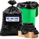 100 Count 95-96 Gallon Heavy Duty Trash Bags Extra Large Black Garbage Can Liners for Construction & Outdoor Trash Cans, 1.2 Mil Thick, 60'' x 71''