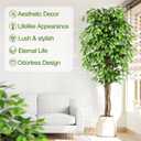 7ft Large Ficus Artificial Trees with Natural Curved Trunks, 84" Tall Lush Faux Tree for Home Decor Indoor, Green Lifelike Fake Ficus Tree Artificial Plants in Pot