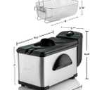 OVENTE Electric Deep Fryer 2 Liter Capacity, 1500 Watt Lid with Viewing Window and Odor Filter, Adjustable Temperature, Removable Frying Basket and Easy to Clean Stainless Steel Body, Silver FDM2201BR