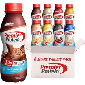 Premier Protein Shake, 8 Flavor Variety Pack, 30g Protein, No Added Sugar, 24 Vitamins & Minerals to Support Immune Health, 11 fl oz, 8 Pack Best Before March 2026