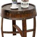 Whiskey Barrel End Table, Handcrafted Oak Wine Barrel Table, Handcrafted Rustic Coffee Table for Farmhouse Living Room Decor