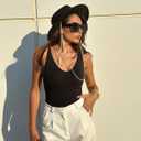 SUUKSESS Women 2 Piece Thong Bodysuit Sexy V Neck Backless Sleeveless Tank Tops, Size: Large