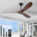 heimo 72 inch Ceiling Fan No LightIndoor Outdoor 3 Blade Wood Ceiling Fans Without Lights for Patios Living Room Bedroom Extra Large Exterior Big Outside Wooden Fan with Remote(Walnut)