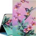 KEROM for iPad A16 11th Generation Case 11 Inch 2025, iPad 10th Generation Case 10.9 Inch 2022, Cute PU Leather Folio Stand Protective Cover for Kids, Girls, Woman - Hummingbird