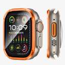 Amizee 2 Pack Metal Case Compatible with Apple Watch Ultra 3/2/1 Screen Protector Case 49mm with Tempered Glass, Metal Frame Built in HD Glass Protective Cover for iWatch 49mm (C-Orange)