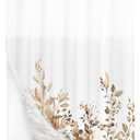 Tititex No Hooks Snap in Liner Tan Eucalyptus Leaves Shower Curtain Sets, Hotel Luxury Double Layers Waterproof Fabric & See-Through Top Window Bathroom Decorative 72x78 Inch