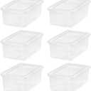 IRIS USA 6-Pack Storage Bins with Lids, 6 Quart - Crystal Clear, Shoe Boxes Stackable Containers Organize Shoes Closet Shelves, Teacher Tools Classroom Organization, Game - BPA-Free Plastic