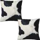 Black and White Western Cow Print Pillow Covers 18x18 Set of 2, Cowhide Accent Printing Throw Pillow Covers Outdoor Decorative Pillow Case for Couch Bed Sofa Cushion Home Decor