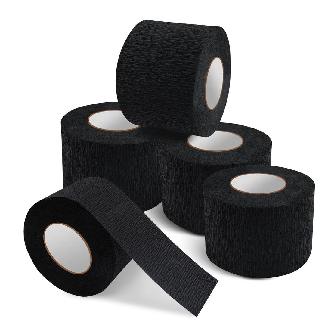 NICEMOVIC 5 Rolls Disposable Barber Paper Neck Strips Barber Accessories, Professional Barber Supplies Stretchy Paper Neck Strips for Salon Haircut Styling-Black