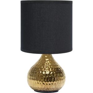 Simple Designs LT2073-GDB Mini Hammered Texture Gold Drip Table Lamp with Black Shade (Gold/Black)