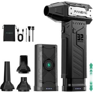 Electric Air Duster - 2 x Battey Pack Swappable, 150,000 RPM Compressed Air Blower, 3-Speed Cordless Air Duster for PC Cleaning, Canned Air Replacement with Fast Charging