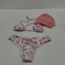 SHENHE Women's 3 Piece Floral Bikini Set with Wrap Coverup Halter Triangle Swimsuits, Large